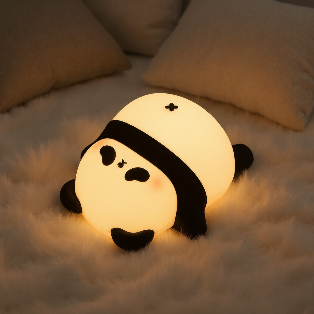 Napping Panda Breathing Squishy Silicone Companion Sound LED Night Light Perfect Gift