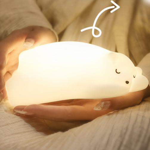 Squishy Silikon Eisbär LED-Nachtlicht - Perfektes Geschenk für Kinder und Mädchen