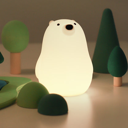 Atmender Bär, kuscheliger, matschiger Schlafbegleiter aus Silikon mit Sound, LED-Nachtlicht, perfektes Geschenk