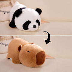Reversible Capy & Panda Plush Pillow, Flip for Fun & Cozy Comfort, Perfect Gift