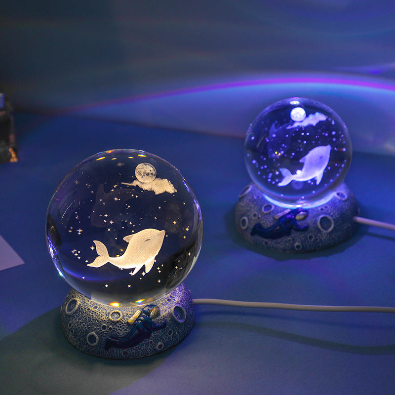 Dreamy Crystal Ocean Globe Night Light Astronaut  Moon Healing Gift