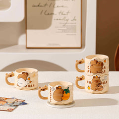 Chubby Capy Ceramic Mug, Cute Stackable Capybara Coffee Cup for Students & Gifts