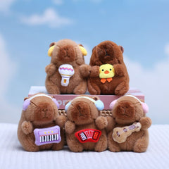 Mini Capybara Musical Plush Set – 12cm Collectible Figures