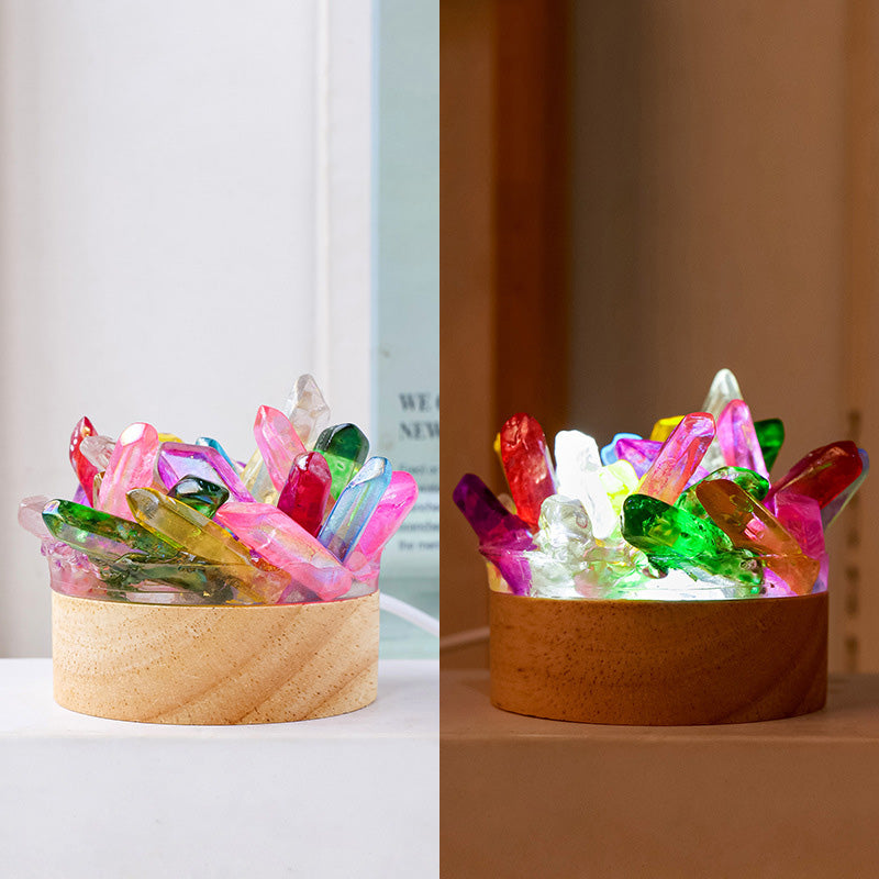 Crystal Cluster Resin Night Light Healing Mini Gem Lamp