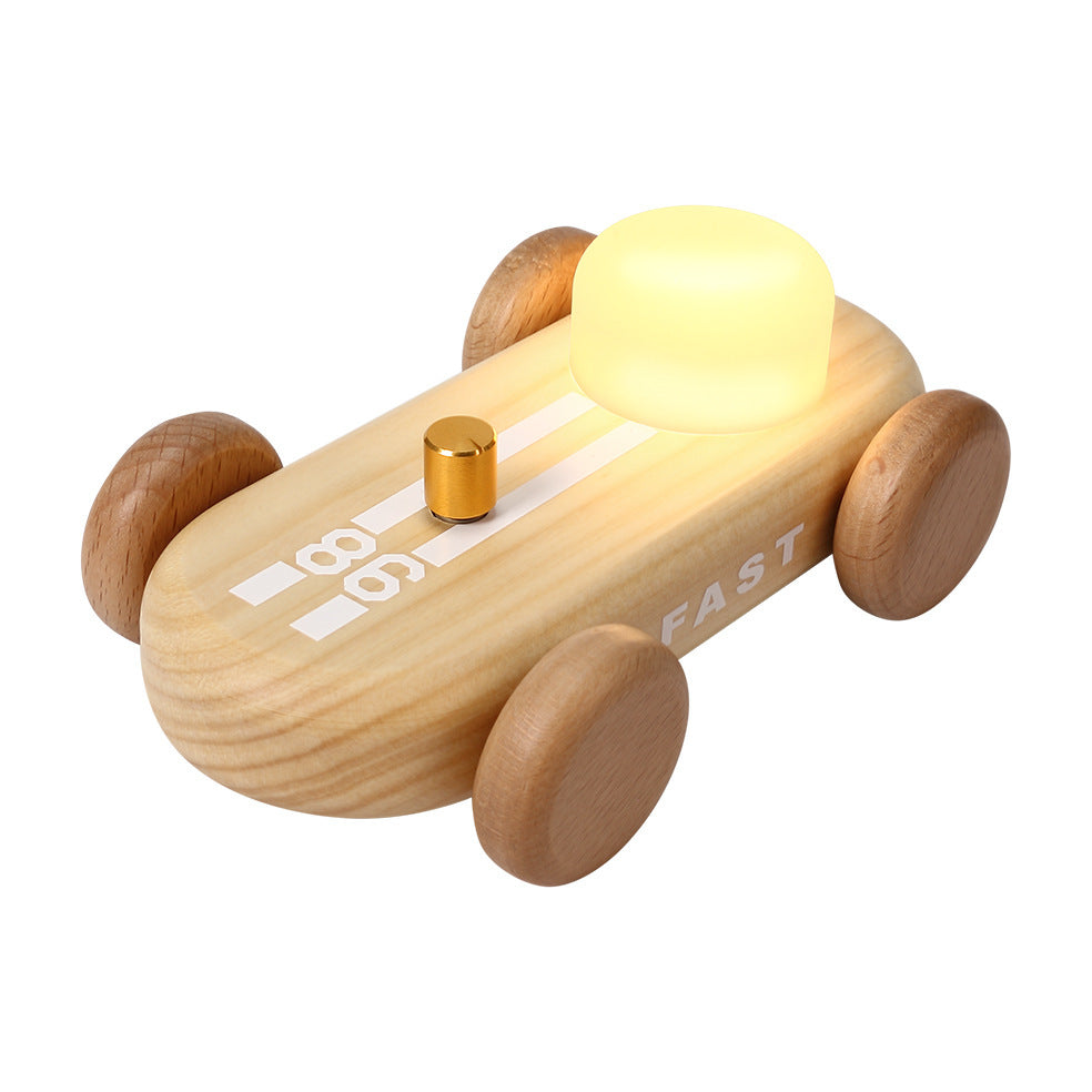 GOOD KART NIGHT LIGHT – Wooden Go Kart LED Table Lamp with RGB & Warm Light, Dimmable Bedside Ambient Light, Rechargeable Decorative Night Lamp