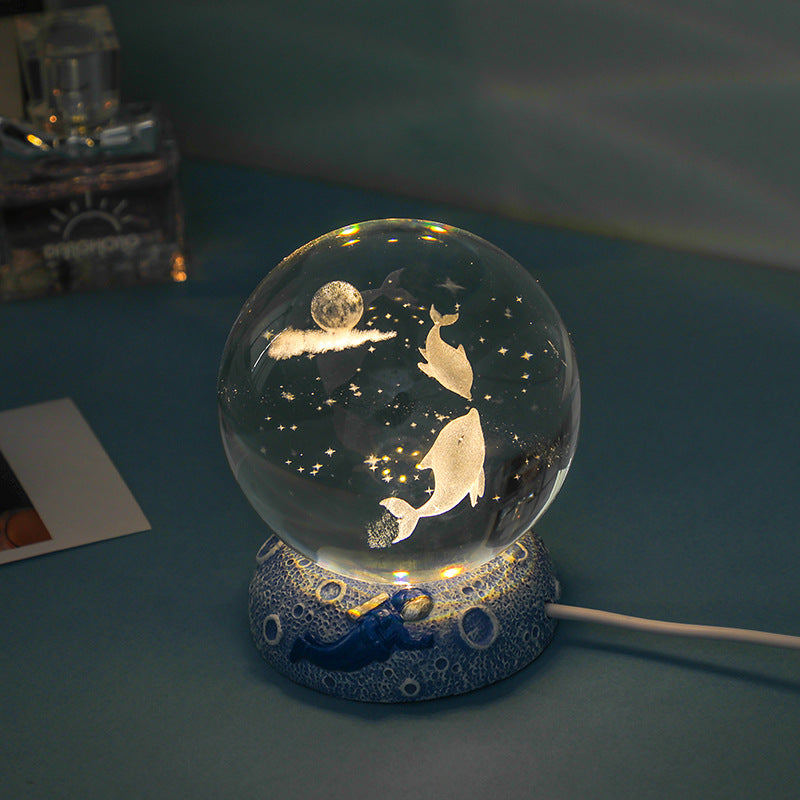 Dreamy Crystal Ocean Globe Night Light Astronaut  Moon Healing Gift