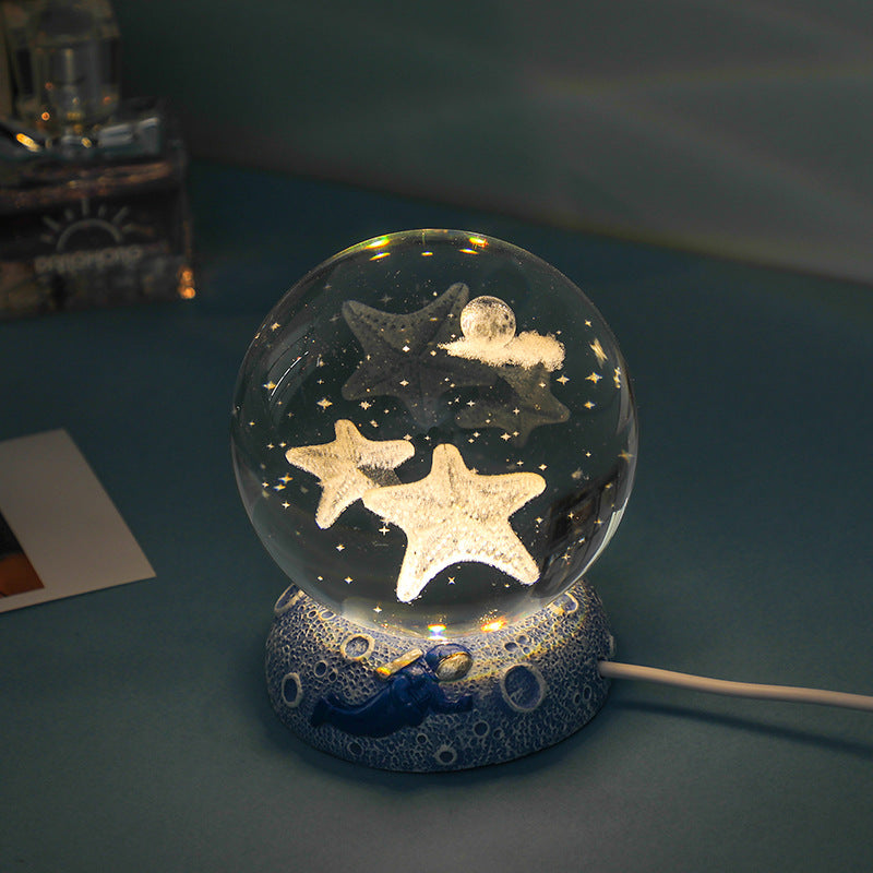 Dreamy Crystal Ocean Globe Night Light Astronaut  Moon Healing Gift