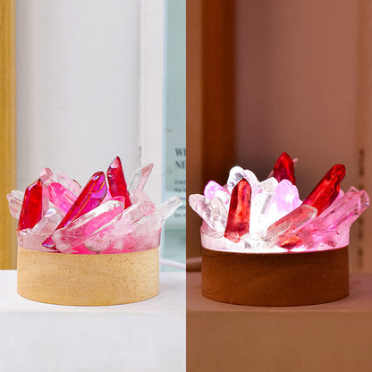 Crystal Cluster Resin Night Light Healing Mini Gem Lamp