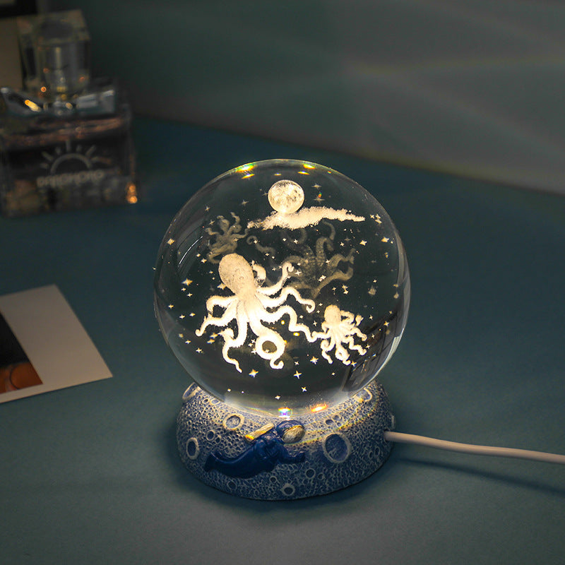 Dreamy Crystal Ocean Globe Night Light Astronaut  Moon Healing Gift