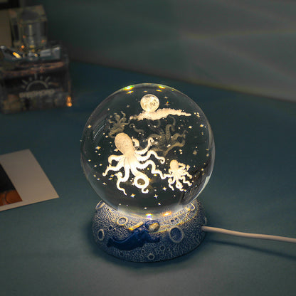 Dreamy Crystal Ocean Globe Night Light Astronaut  Moon Healing Gift