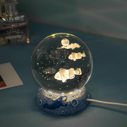Dreamy Crystal Ocean Globe Night Light Astronaut  Moon Healing Gift