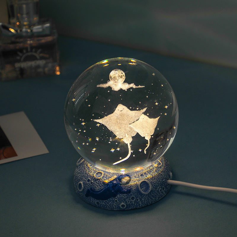 Dreamy Crystal Ocean Globe Night Light Astronaut  Moon Healing Gift