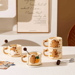 Chubby Capy Ceramic Mug, Cute Stackable Capybara Coffee Cup for Students & Gifts