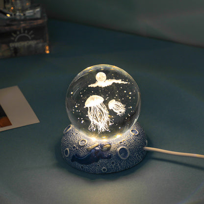 Dreamy Crystal Ocean Globe Night Light Astronaut  Moon Healing Gift