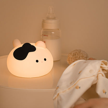 Veilleuse LED en silicone en forme de chat et de vache avec chapeau - Cadeau idéal pour les enfants et les filles