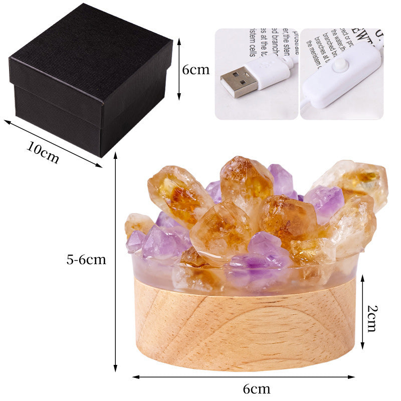 Crystal Cluster Resin Night Light Healing Mini Gem Lamp