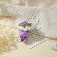 Mini Crochet Rose Bouquet Keychain - add a warm gift for her