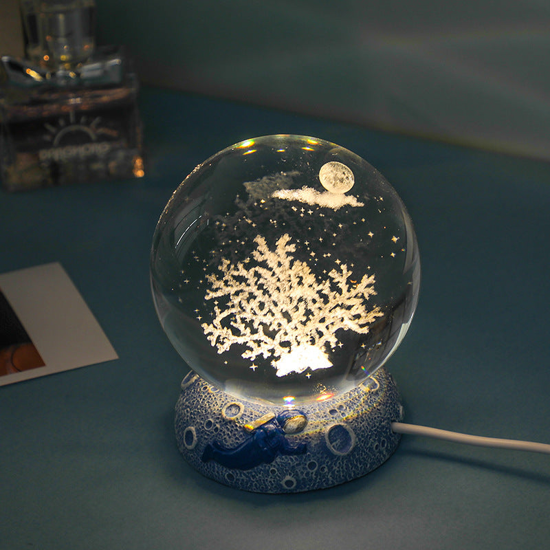 Dreamy Crystal Ocean Globe Night Light Astronaut  Moon Healing Gift
