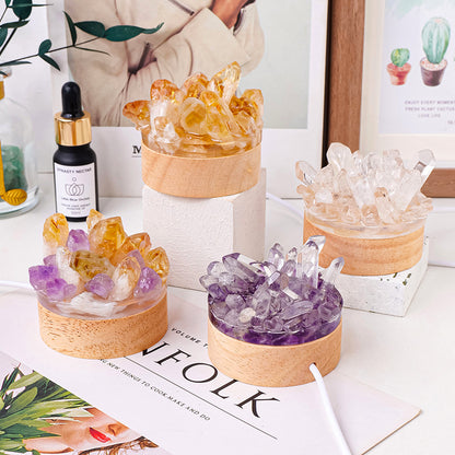 Crystal Cluster Resin Night Light Healing Mini Gem Lamp