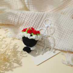 Mini Crochet Rose Bouquet Keychain - add a warm gift for her