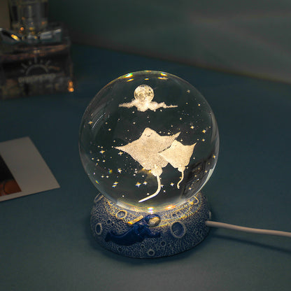 Dreamy Crystal Ocean Globe Night Light Astronaut  Moon Healing Gift
