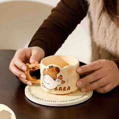 Chubby Capy Ceramic Mug, Cute Stackable Capybara Coffee Cup for Students & Gifts