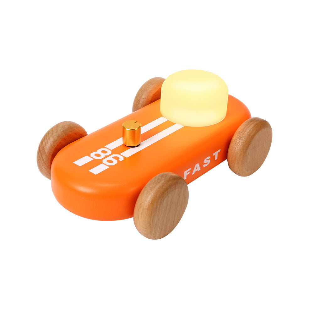 GOOD KART NIGHT LIGHT – Wooden Go Kart LED Table Lamp with RGB & Warm Light, Dimmable Bedside Ambient Light, Rechargeable Decorative Night Lamp
