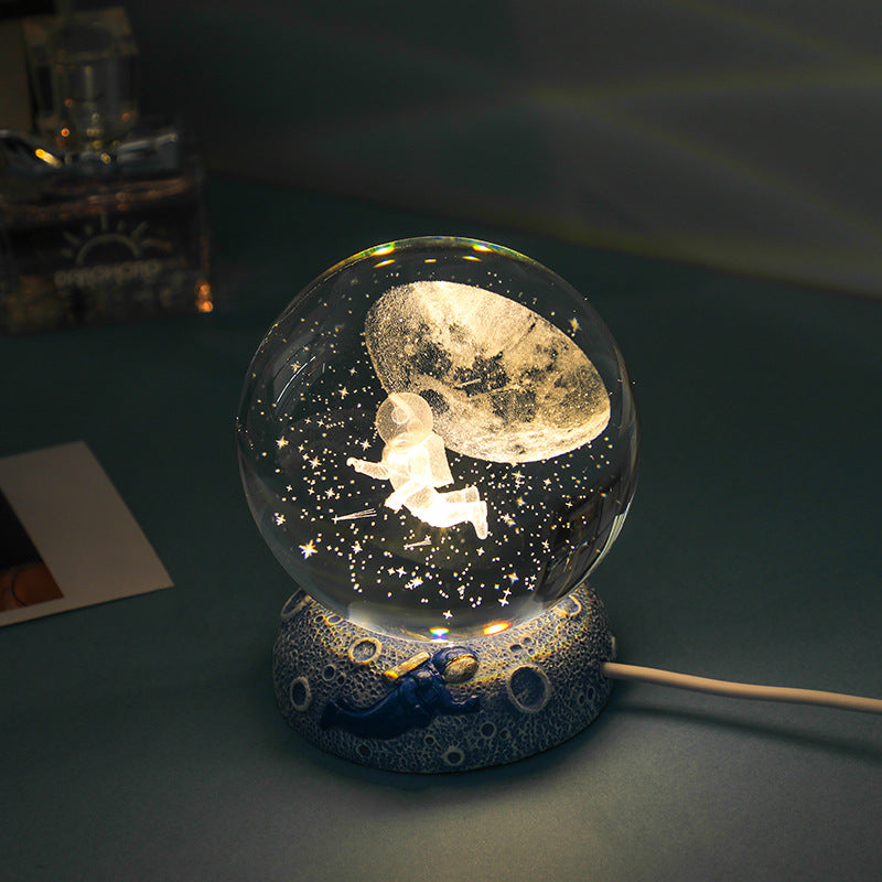Dreamy Crystal Ocean Globe Night Light Astronaut  Moon Healing Gift