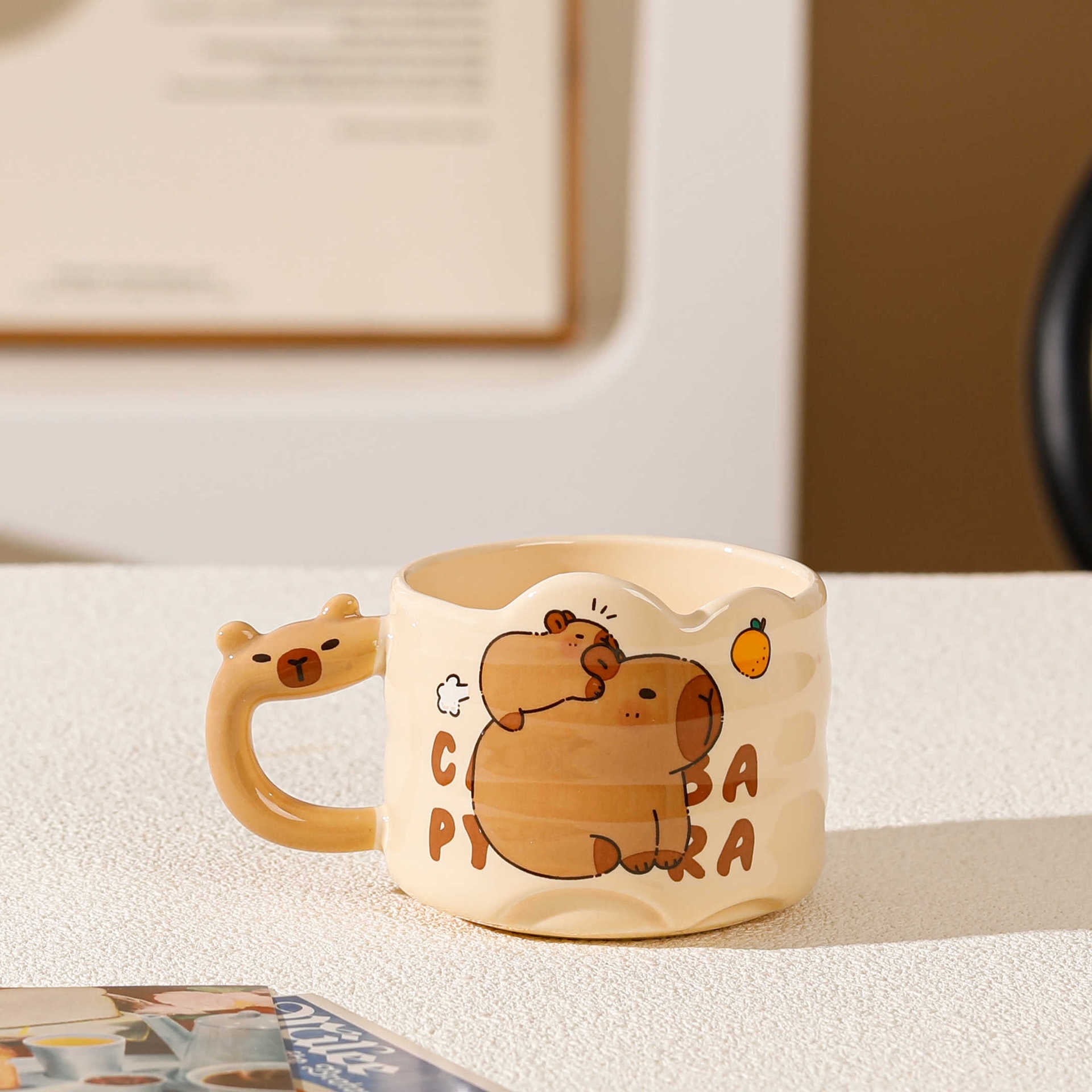 Chubby Capy Ceramic Mug, Cute Stackable Capybara Coffee Cup for Students & Gifts