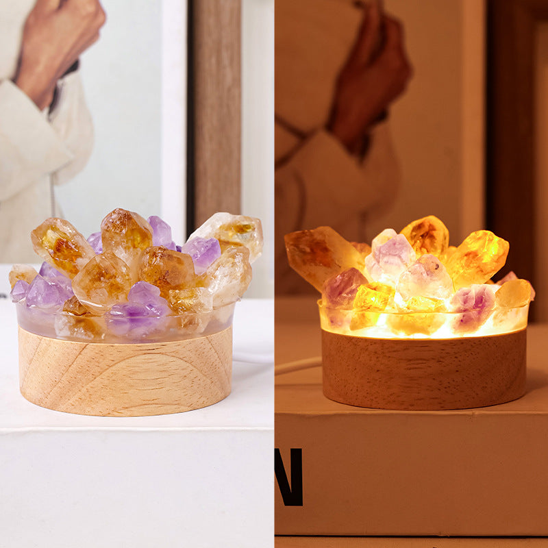 Crystal Cluster Resin Night Light Healing Mini Gem Lamp