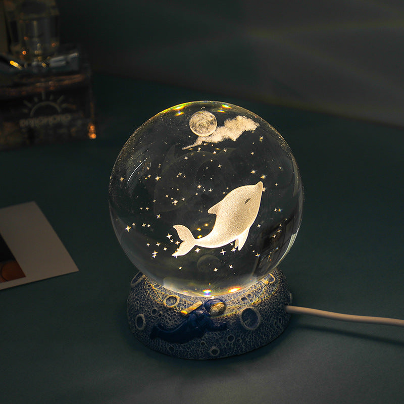 Dreamy Crystal Ocean Globe Night Light Astronaut  Moon Healing Gift