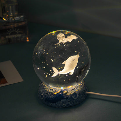 Dreamy Crystal Ocean Globe Night Light Astronaut  Moon Healing Gift