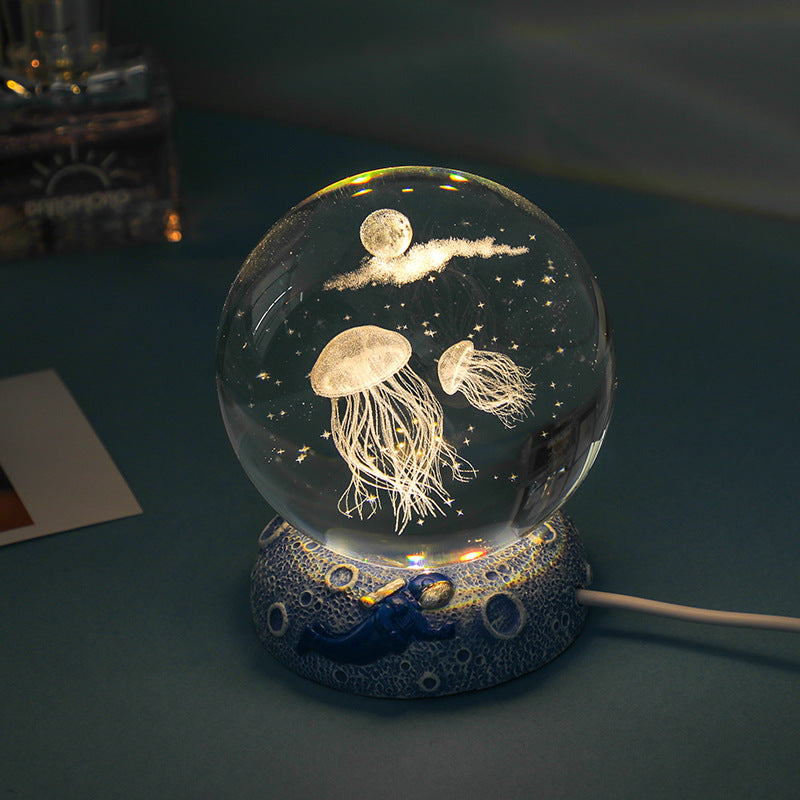 Dreamy Crystal Ocean Globe Night Light Astronaut  Moon Healing Gift