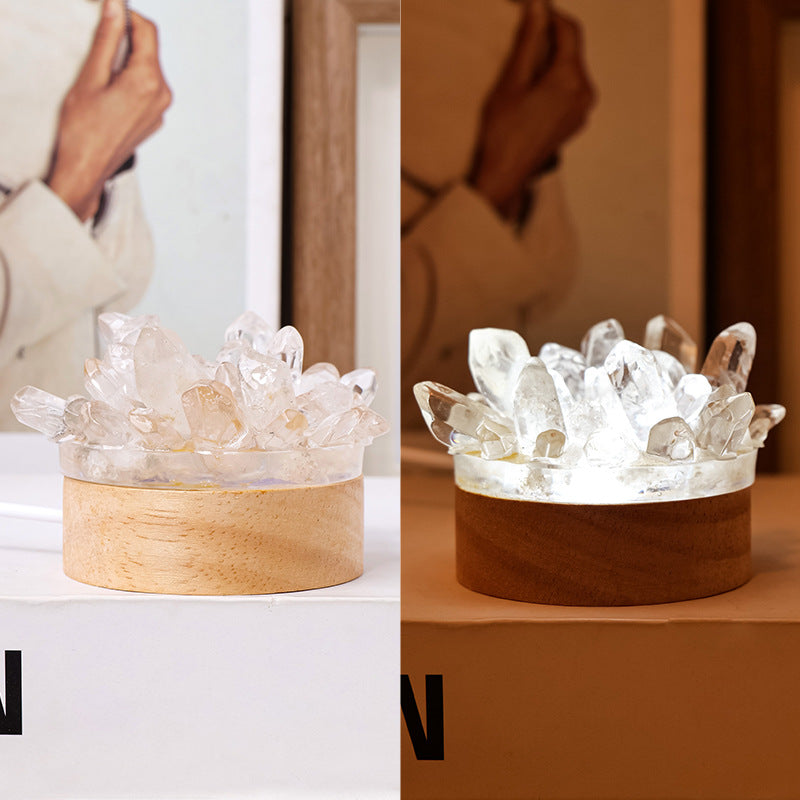 Crystal Cluster Resin Night Light Healing Mini Gem Lamp