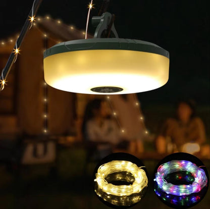 RGB Camping Lights Disk Light with Retractable LED Strip Magnetic & Portable