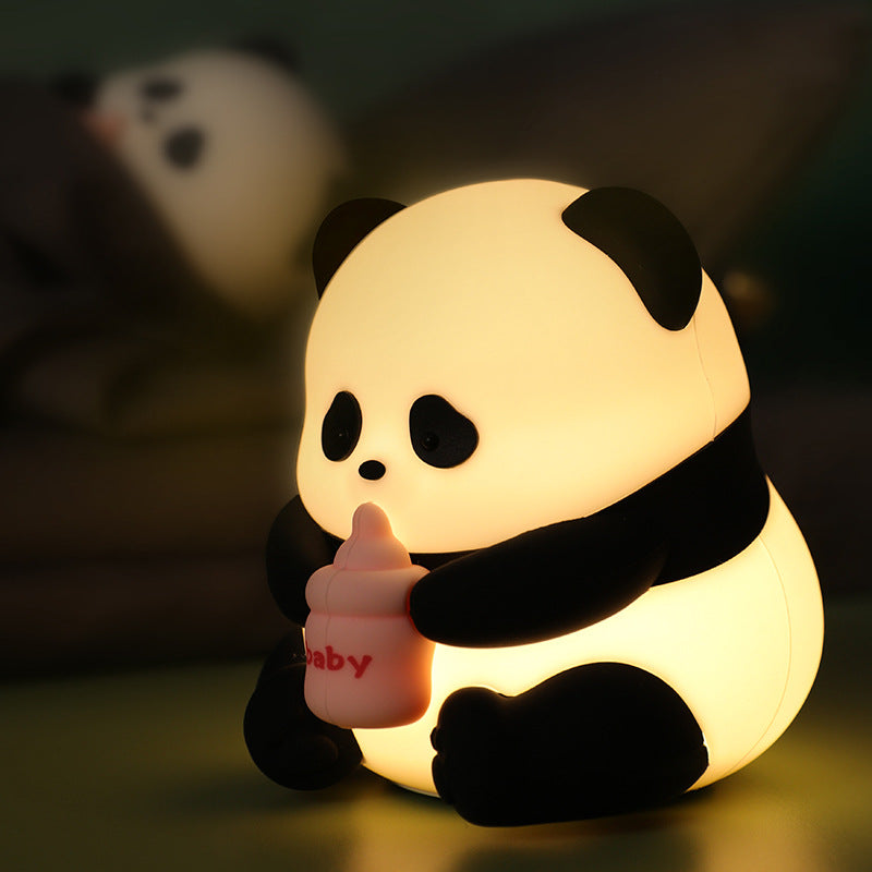 Squishy Silicone Milk-drinking Panda LED Night Light - Perfect Gift for Kids and Girls