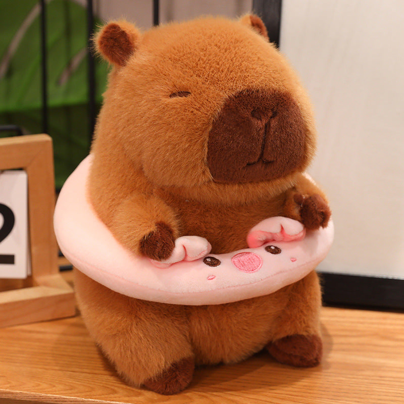 8" Capybara Plush Toy, Swim Ring, Soft Cute Capybara Stuffed Animal Gift