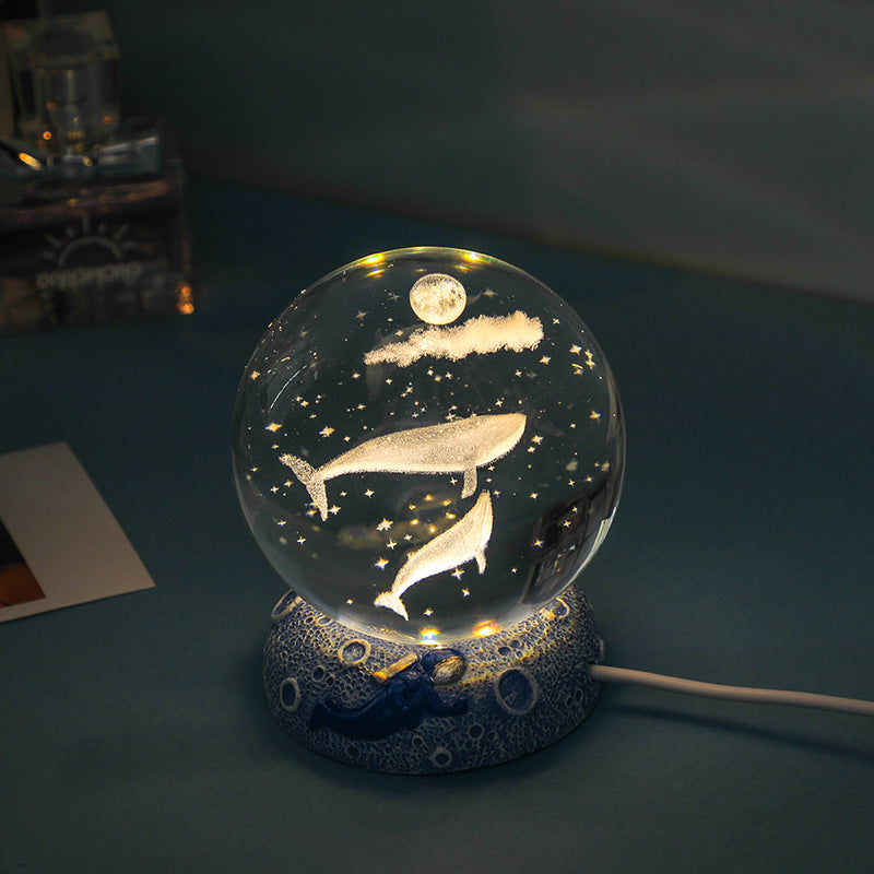 Dreamy Crystal Ocean Globe Night Light Astronaut  Moon Healing Gift