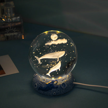 Dreamy Crystal Ocean Globe Night Light Astronaut  Moon Healing Gift