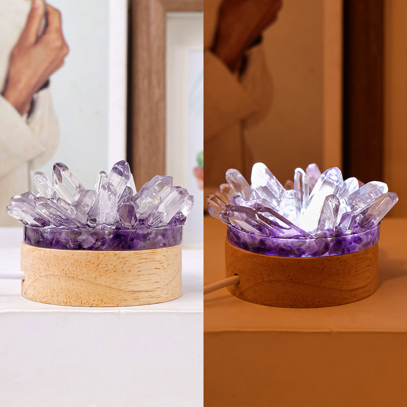 Crystal Cluster Resin Night Light Healing Mini Gem Lamp
