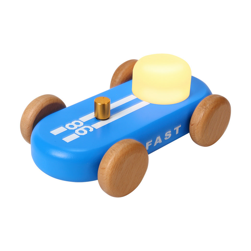 GOOD KART NIGHT LIGHT – Wooden Go Kart LED Table Lamp with RGB & Warm Light, Dimmable Bedside Ambient Light, Rechargeable Decorative Night Lamp