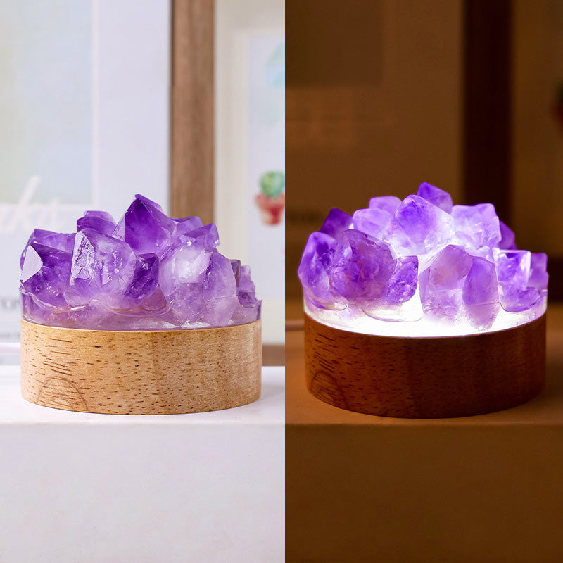 Crystal Cluster Resin Night Light Healing Mini Gem Lamp