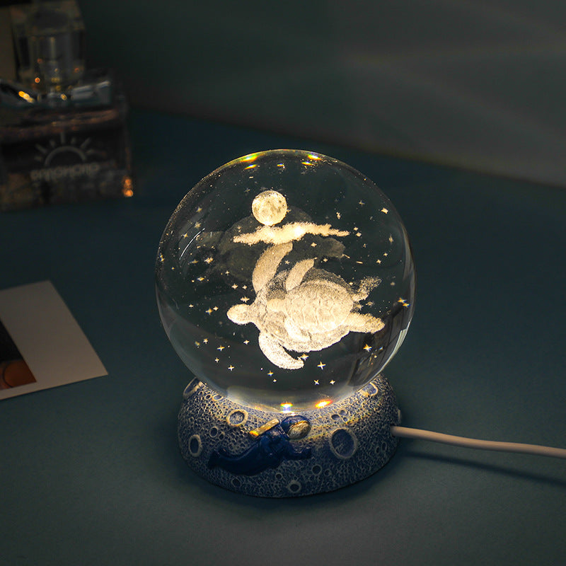 Dreamy Crystal Ocean Globe Night Light Astronaut  Moon Healing Gift