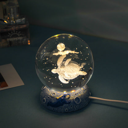 Dreamy Crystal Ocean Globe Night Light Astronaut  Moon Healing Gift