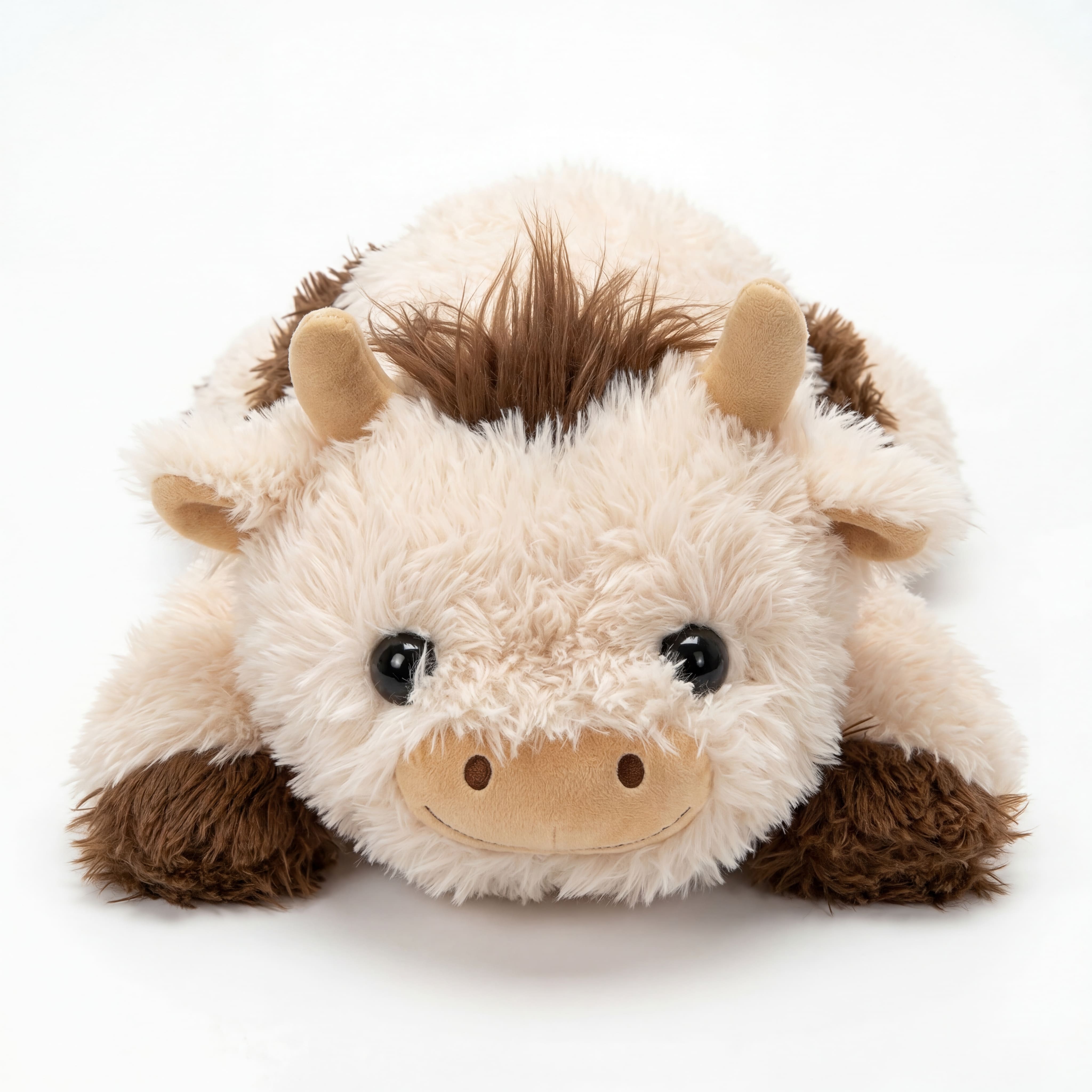 MeWaii® Brown Cow Fuzzy Long Haired Weighted Stuffed Animal