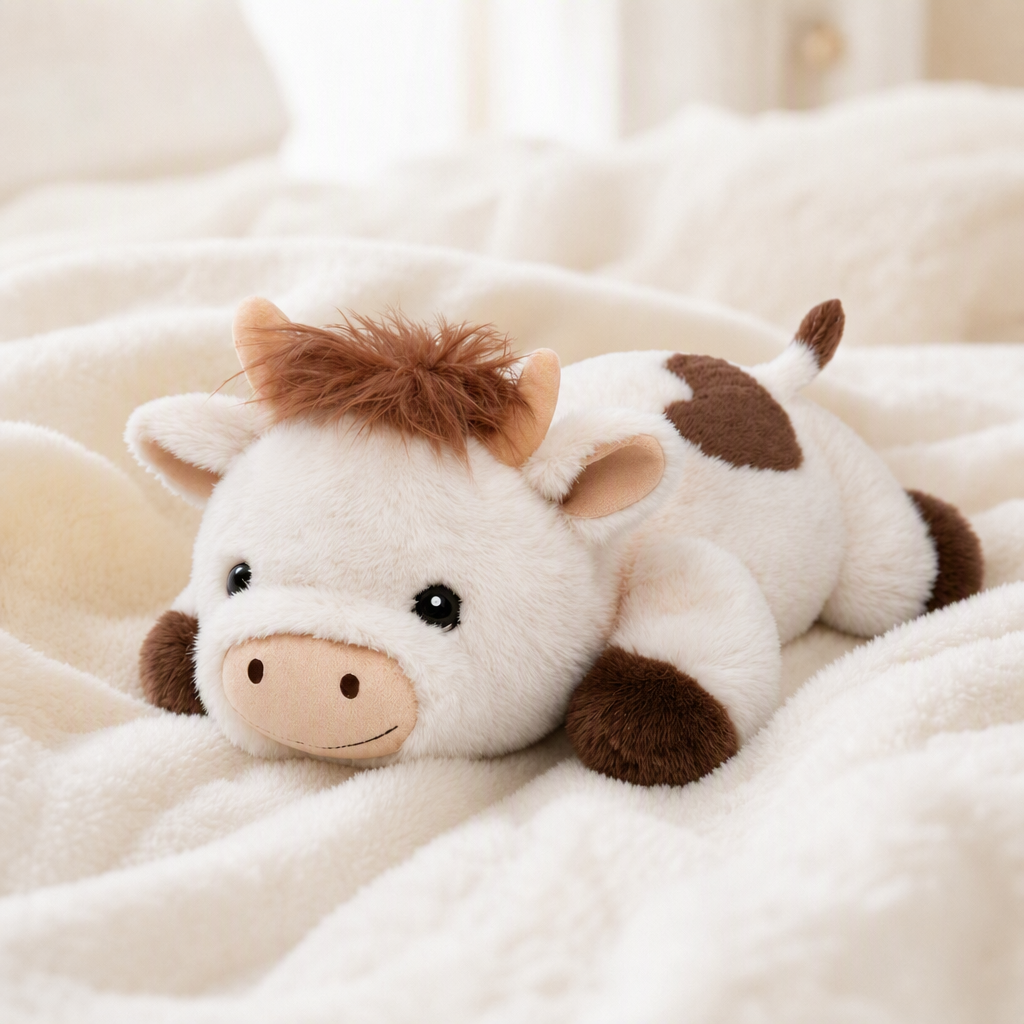 MeWaii® Pasture Cow Weighted Stuffed Animal with Microwavable Heating Pad