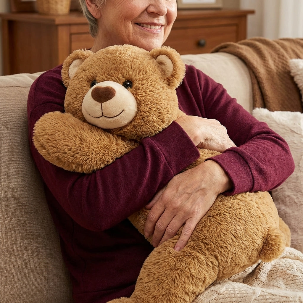 Mewaii® 5lbs Brown Bear Weighted Stuffed Animal  – Microwavable Plush Heating Pad for Removable Inner Pad, Best Gift Kids & Adults