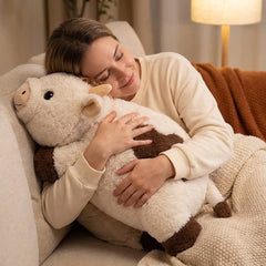 MeWaii® 5lbs Cow Weighted Stuffed Animal – Microwavable Plush Heating Pad for Removable Inner Pad, Best Gift Kids & Adults