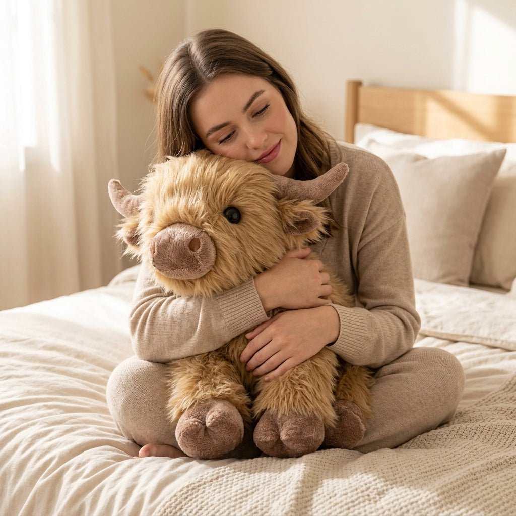 Gewichtetes Kuscheltier Highland Cattle