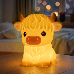 MeWaii® Highland Cow Silikon Squishy LED Nachtlicht - Perfektes Geschenk für Kinder und Mädchen
